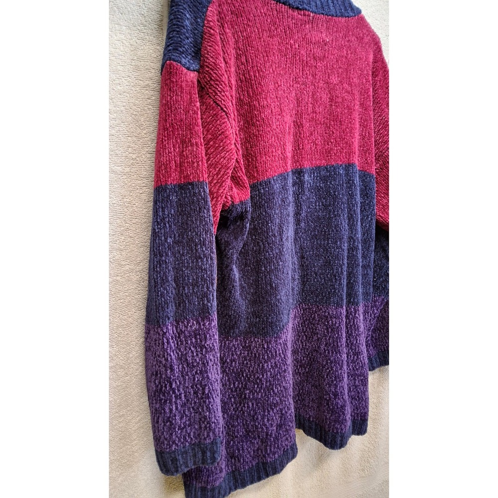 Bentley Vintage Chenille Colorblock Patchwork Cowl Neck Sweater Large Jewel Tone - Picture 7 of 7